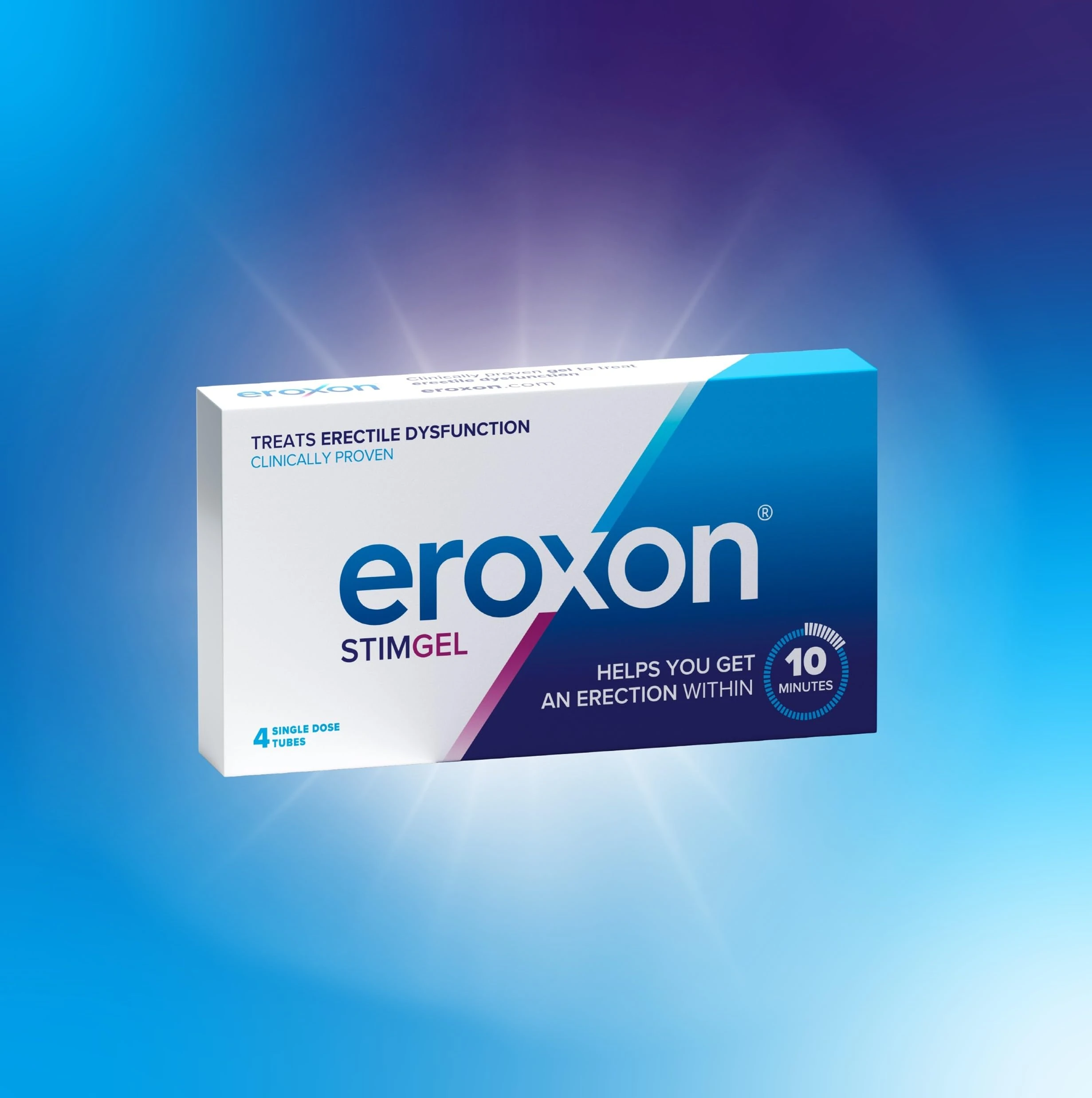 Eroxon StimGel Treatment Gel - Helps You Get an Erection Within 10 Minutes - Compatible with Latex Condoms and Lubricants - 4 Single Dose Tubes