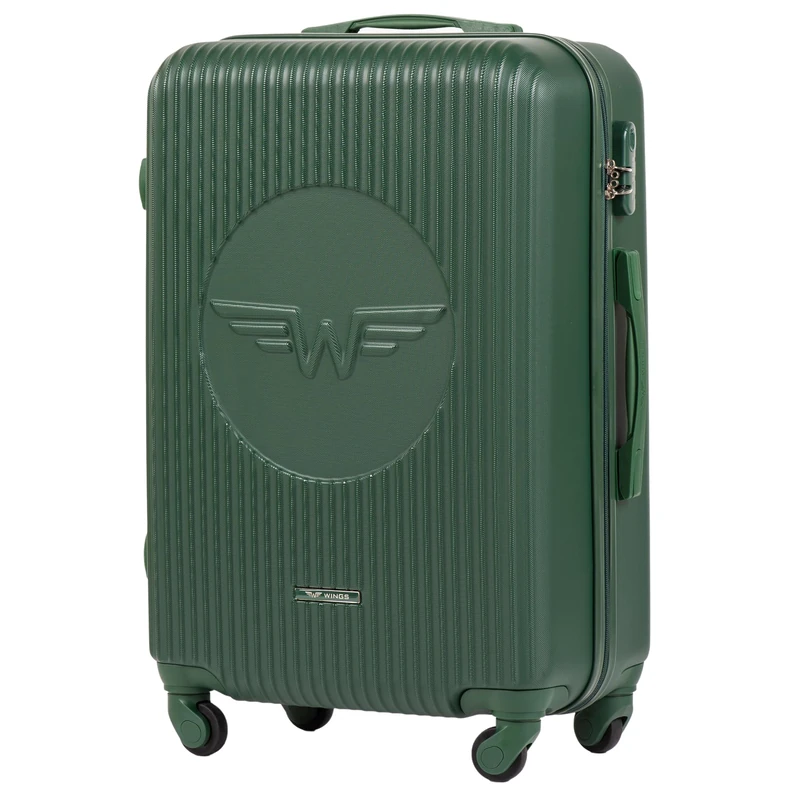 Wings Spacious Cabin Trolley - Lightweight Airplane Case - Luxurious and Modern Suitcase with Two-Level Telescopic Handle and Combination Lock, Army Green, S, Suitcase