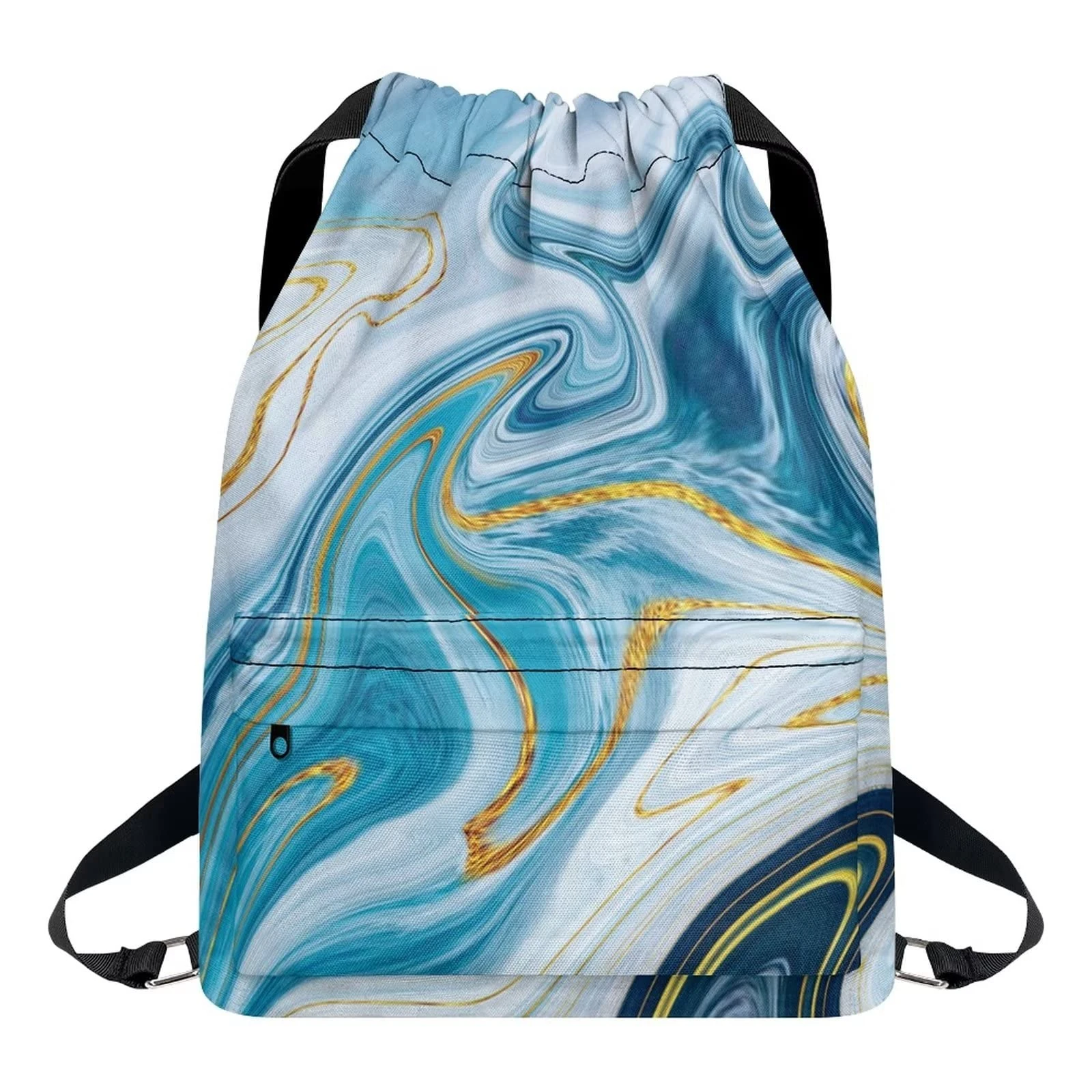 Dolyues Marble Gym Sack Pack Large Capacity Drawstring Bags Zipper Swimming Sport Bag Water Resistant Trainer Bagpack Yoga Fitness Gymsack