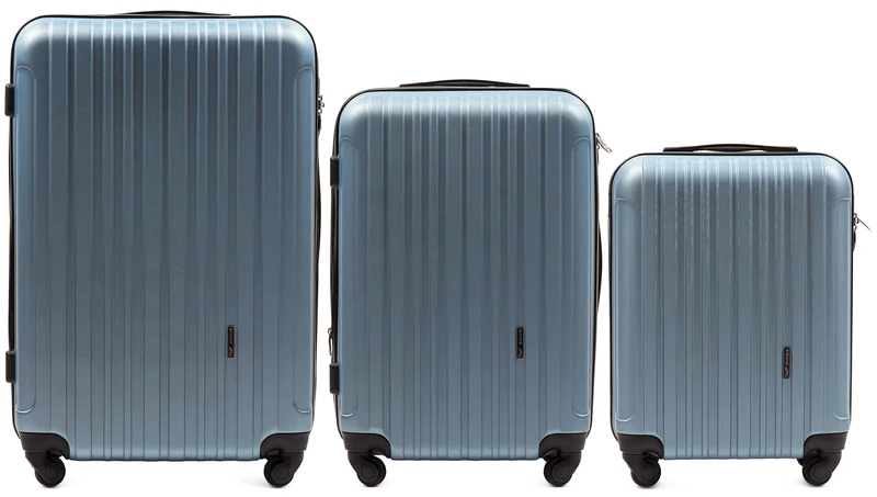 Wings Travel Case - Lightweight Suitcase with Wheels and Telescopic Handle, SILV.Blue, 3 Set, Suitcase