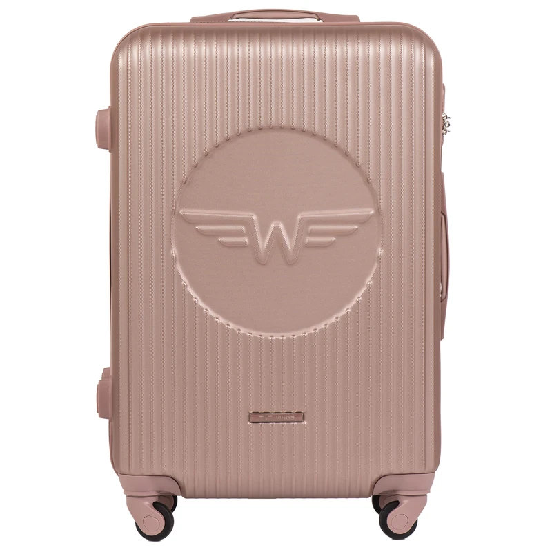 Wings Spacious Cabin Trolley - Lightweight Airplane Case - Luxurious and Modern Suitcase with Two-Level Telescopic Handle and Combination Lock, Rose Gold, M, Suitcase