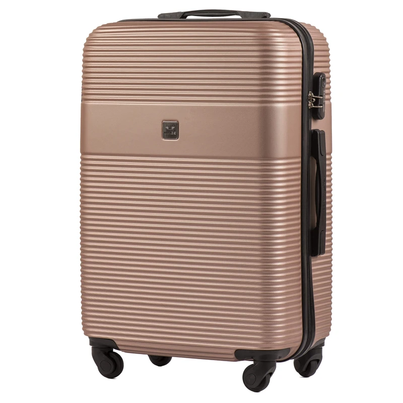 Wings Spacious Cabin Trolley - Lightweight Airplane Case - Luxurious and Modern Suitcase with Two-Level Telescopic Handle and Combination Lock, R.Gold, M, Suitcase