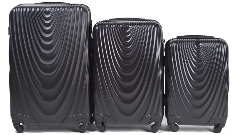 Wings Travel Bag - Lightweight Suitcase with Wheels and Telescopic Handle, Black, Set of 3, Black, 3 Set, Case