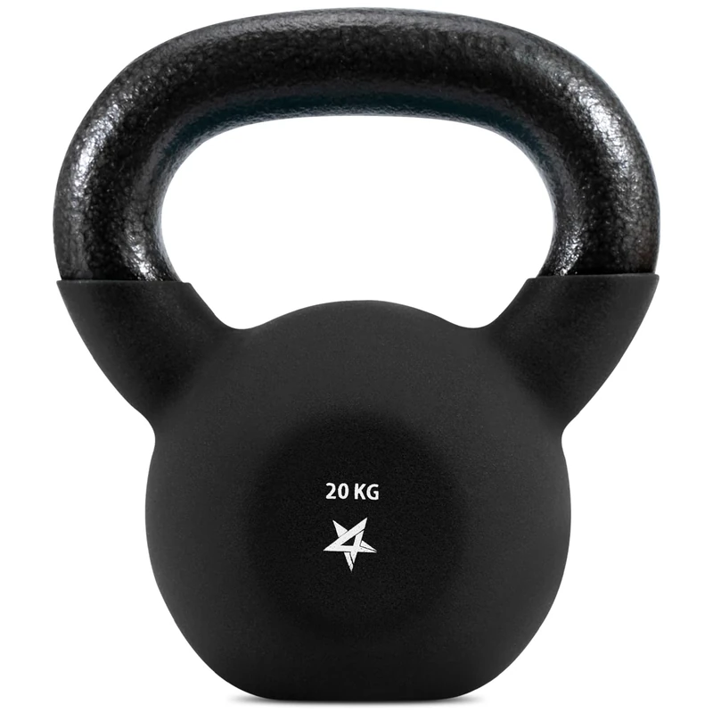 Yes4All JENR Neoprene Coated Kettlebell Weights, Strength Training Kettlebells - 20KG Black
