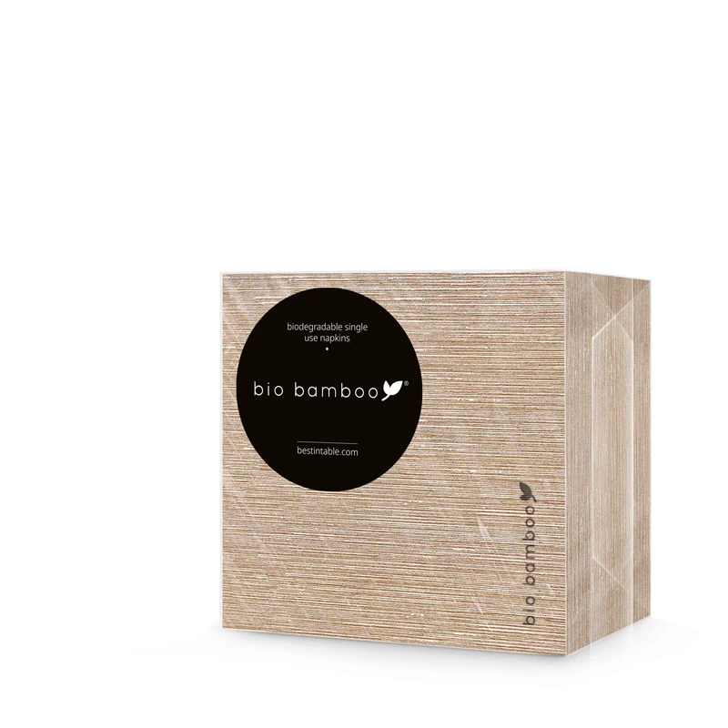bio bamboo® - Pack of 300 Disposable Napkins Cocktail 25 x 25 cm Bamboo Fibre Biodegradable and Compostable