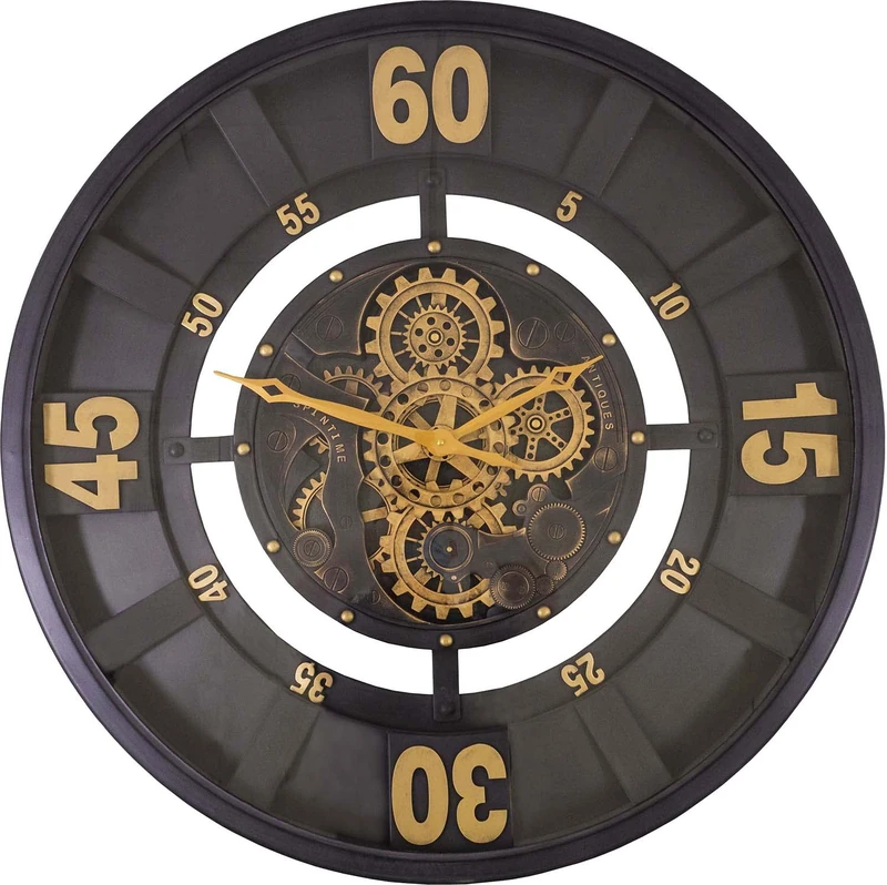 Antic Line Glazed Indus Clock Ø 86 cm with cogs, Colour, One Size