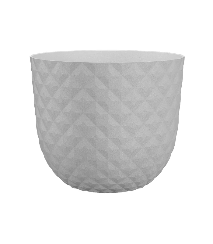 Artevasi Havana Tropical Pot with self-irrigation system, unique texture, indoor or outdoor flower pot, 40cm diameter, white granite color