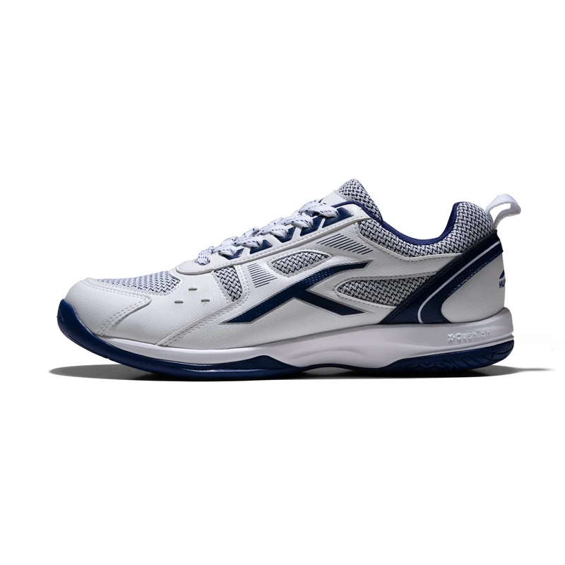 HUNDRED Raze Kids/Junior Non-Marking Professional Badminton Shoes (White/Navy Blue, UK 4/US 5/EU 38) | Polyester Upper, Rubber Sole | Indoor Tennis, Squash, Table Tennis, Basketball & Padel