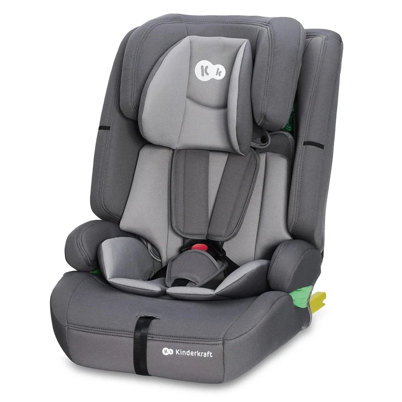 Kinderkraft Safety FIX2 I-Size 76-150 cm Car Seat, 15 Months - 12 Years, Booster Child Seat, Isofix, Top Tether, Adjustable Headrest, Group 1-2-3, 5-Point Safety Harness, Modular Insert, Gray
