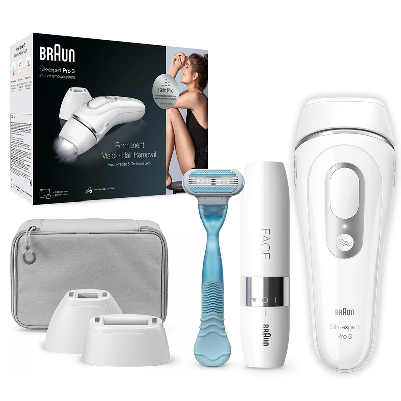 Bundle of Braun IPL Silk-Expert Pro 3 and FS1000, White