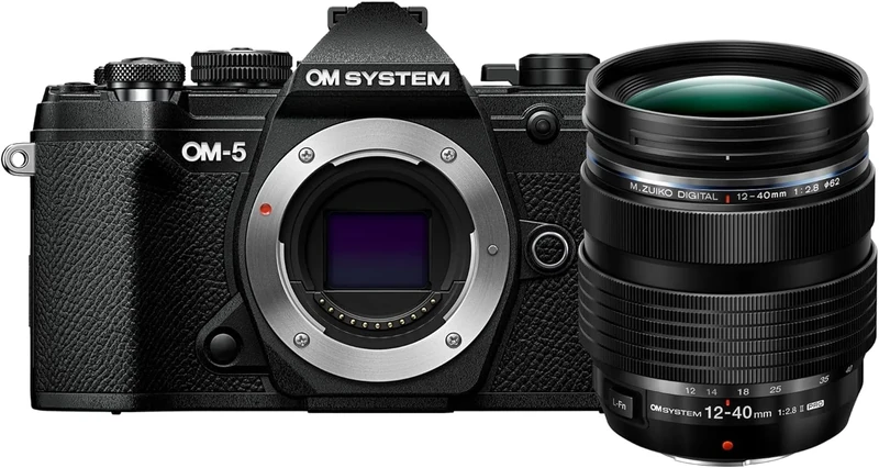 OM SYSTEM OM-5 Micro Four Thirds System Camera incl. lens M.Zuiko Digital ED 12-40mm PRO II, 20 MP Live MOS Sensor, Improved 5-Axis Image Stabilisation, Black/Black