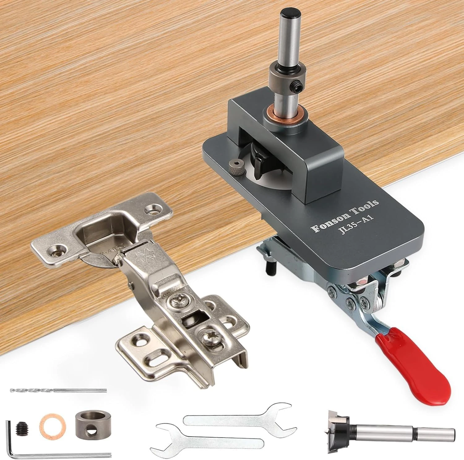35mm Concealed Door Hinge Jig，Aluminum Alloy Accurate Locking Cabinet Hinge Hole Drilling Jig，for Door Concealed Installation Household Tools Aluminum Alloy Hole Opener (Aluminium 35)