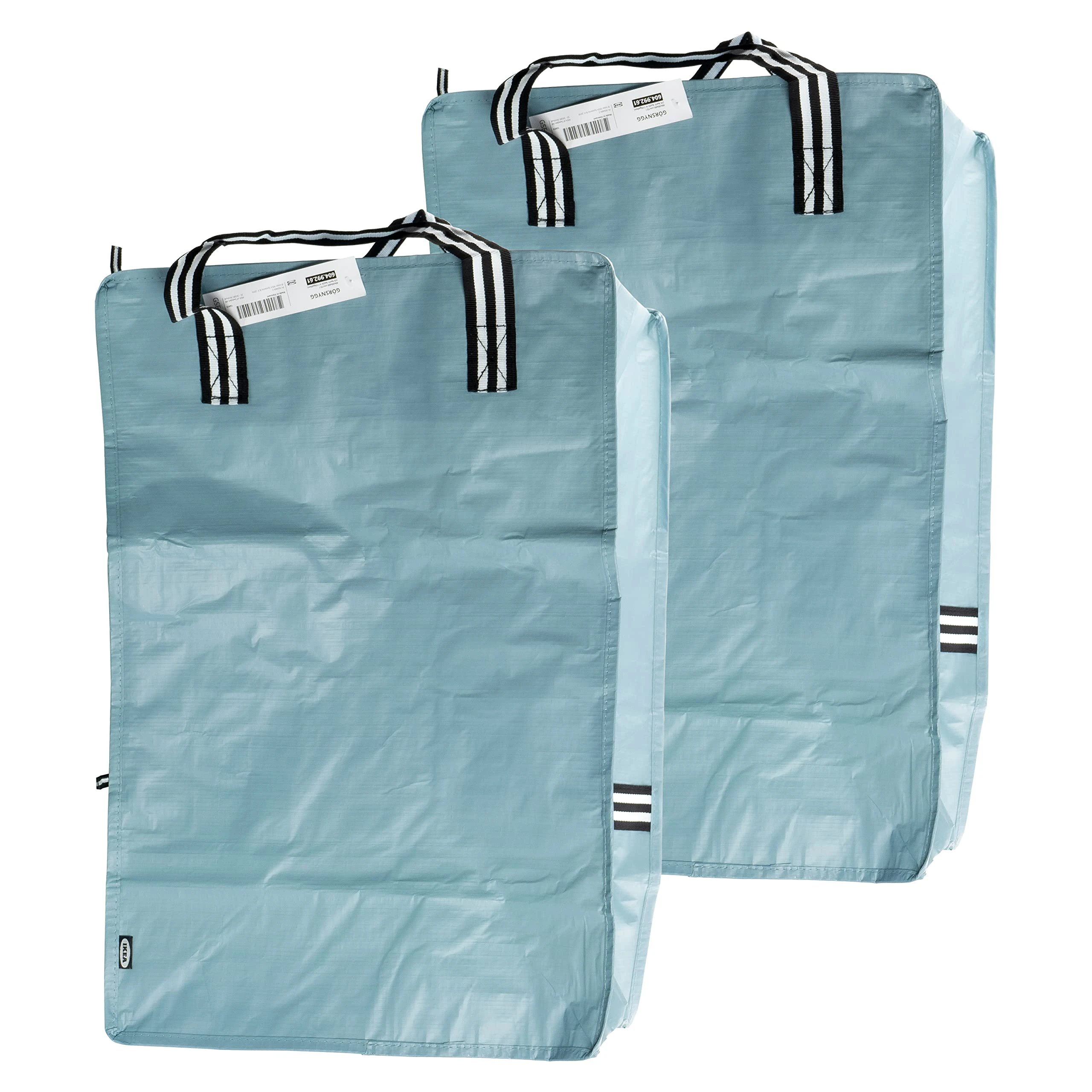 Ikea GORSNYGG Large Trunk Carrier Bags (FRAKTA-Style), Light Blue with Striped Handles, 40x30x60cm, 72L, 604.992.61 - Set of 2