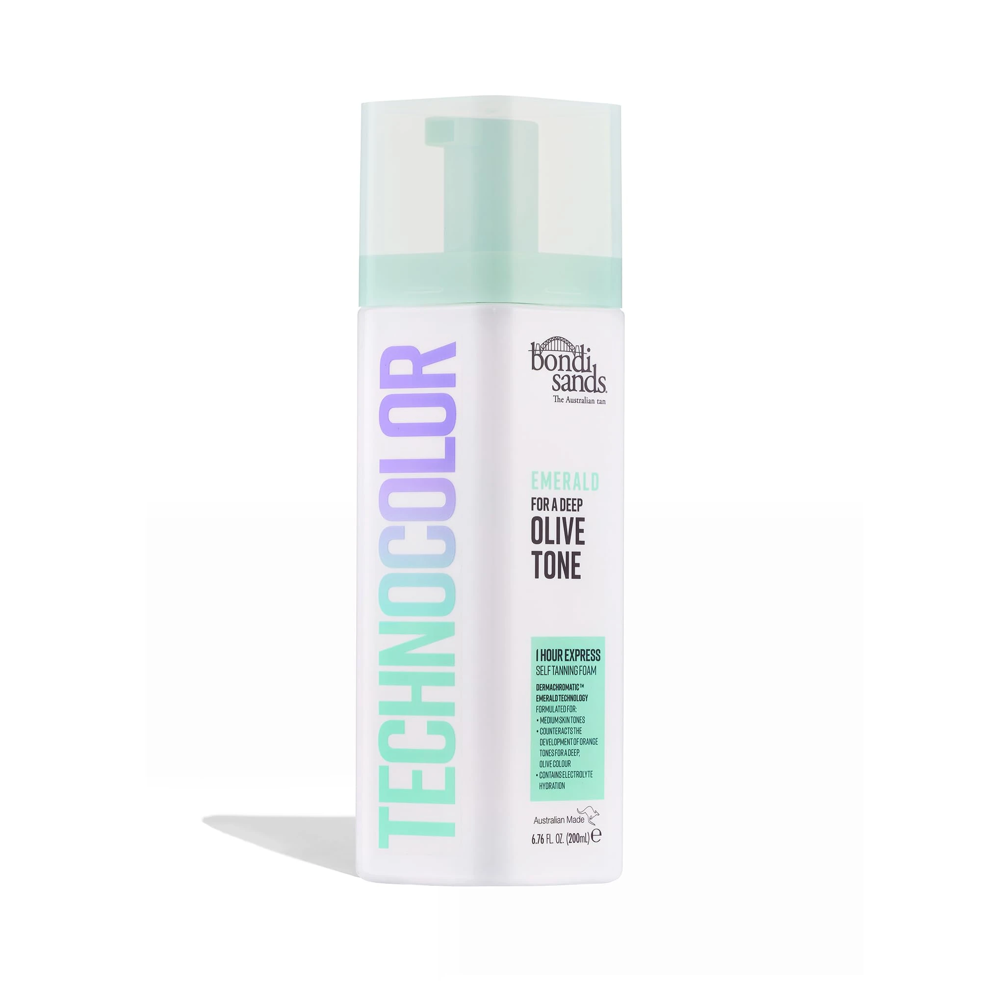 Bondi Sands Technocolor 1-Hour Express Emerald Self-Tanning Foam Easy Application, Streak Free Fake Tan - Fast-Acting Body Tan for Natural-Looking Glow