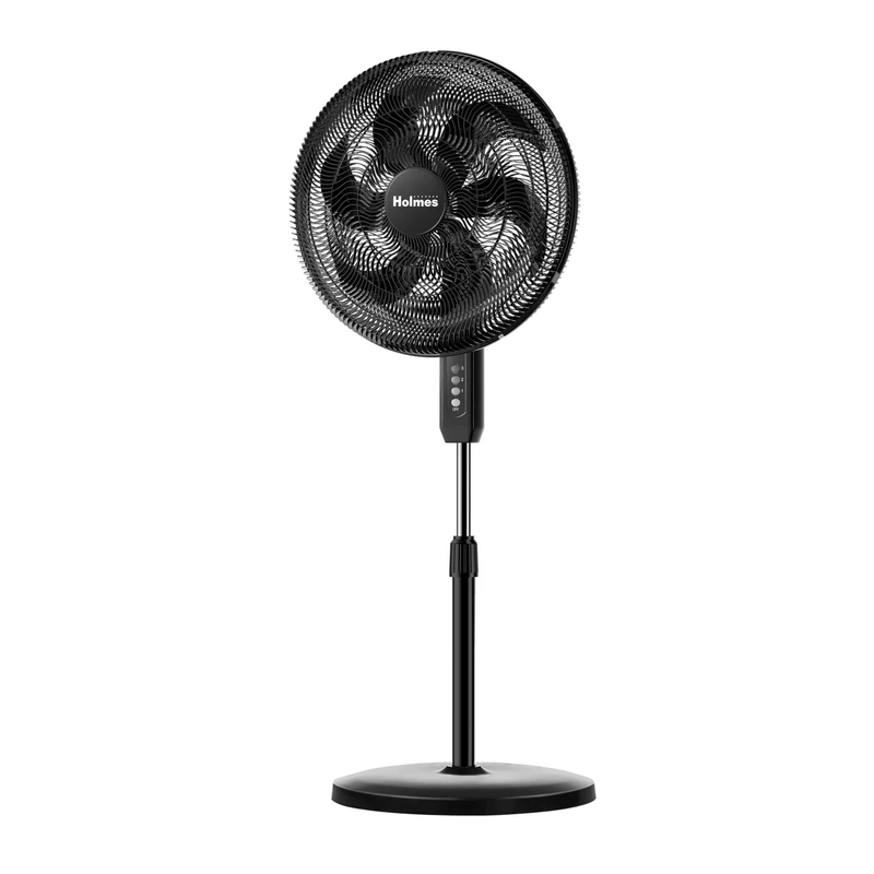 Holmes BIG BREEZE 16" Stand Fan, Powerful Airflow, 80° Oscillation, 3 Speeds, 6 Blades, Adjustable Height, 30° Head Tilt, Ideal for Home, Bedroom, Gym or Office, Black - Image 1