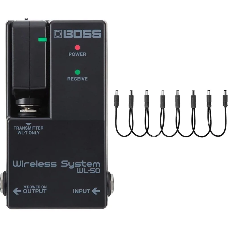 BOSS Wl-50 Guitar Wireless System, Plug-And-Play Wireless System In A Stompbox-Size format for Pedalboards,Black & PCS-20A Parallel Daisy Chain Cord, Power Multiple Compact Pedals