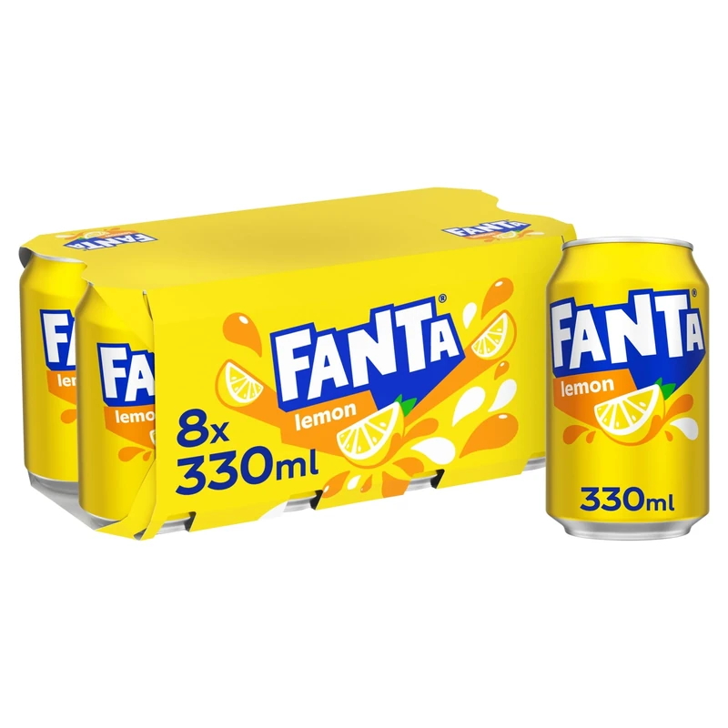 Fanta Lemon, 8 x 330ml, Official Beetle juice (Packaging may vary)