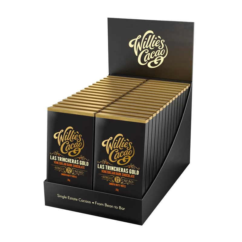 Willie's Cacao - 72% Las Trincheras dark chocolate bar - 26g x 30 - Smooth nutty notes - Fine Venezuelan cacao - Artisan Chocolate - Vegan Chocolate - Bean to bar