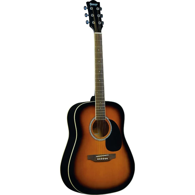 SPENCER BY Eko - SA-10 SUNBURST Acoustic Guitar with Dreadnought Shape, Spruce Top, Basswood Bands and Back, Okoume Neck, South American Roupanà Fingerboard, Sunburst Colour