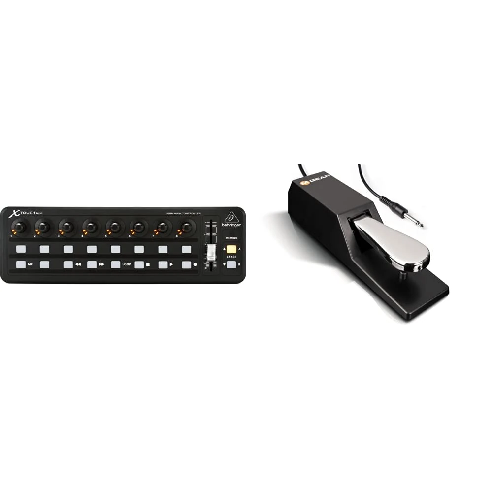 Behringer X-TOUCH MINI Ultra-Compact Universal USB Controller, Compatible with PC and Mac & M-Audio SP-2 - Universal Sustain Pedal with Piano Style Action, The Ideal Accessory