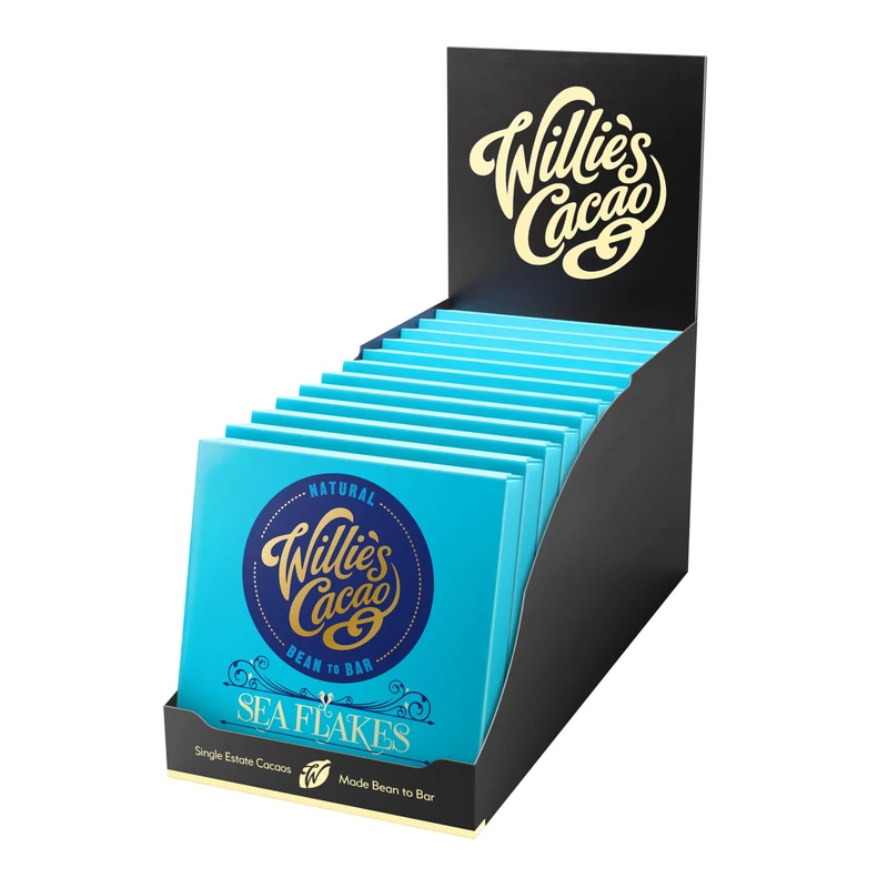 Willie's Cacao Bar - Sea Flakes, Milk Chocolate with Cornish Salt - 50g x 12 - Artisan made