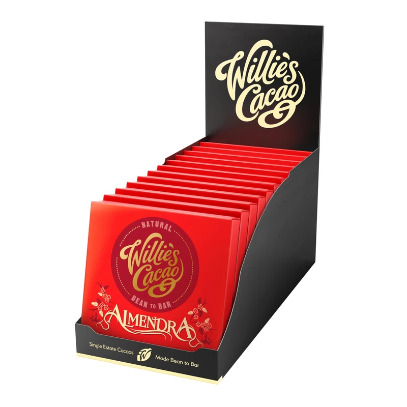 Willie's Cacao - Almendra, 70% Dark Chocolate bar with Roasted Almonds - 50g x 12 multipack - Vegan - Artisan made