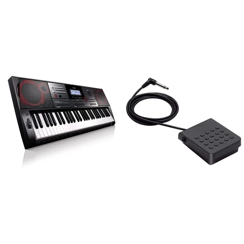 Casio CT-X5000 High Grade Keyboard with 61 Touch Response Keys - Black & SP-3 - Sustain Pedal Compatible with All Keyboards and Digital Pianos with A Pedal Jack