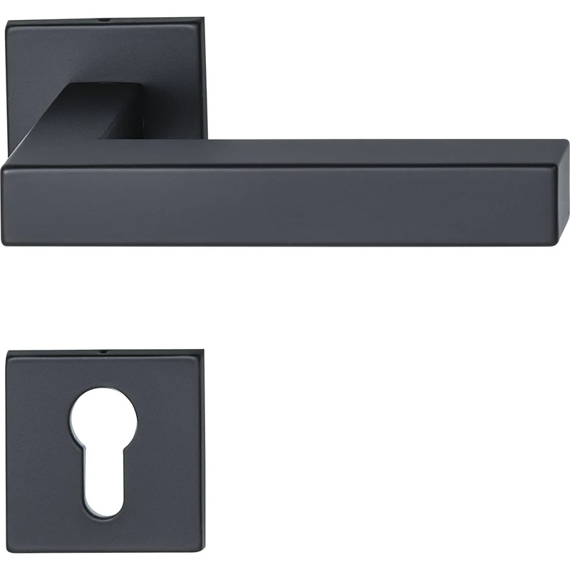 MARCHESI 1836M.2145M-2147M-253 PZ, Black Square Handle Set on Flat Rosette, Stainless Steel matt