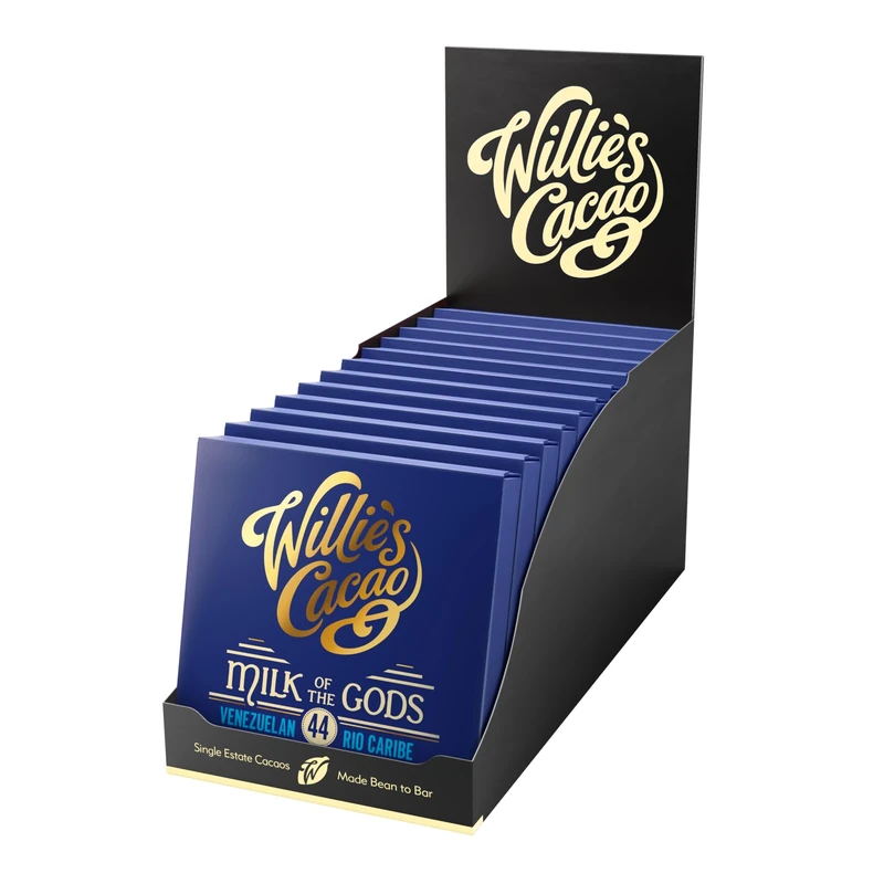Willie's Cacao Bar - Milk of the Gods, 44% Milk Chocolate - 50g x 12 - Rich nutty notes - Artisan made