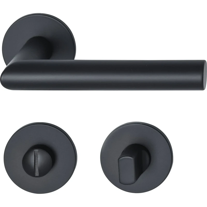 MARCHESI 1420M.2142M-2149M-WC 4211B-253 Mitre Handle Set on Flat Rosette Toilet, Stainless Steel Black matt, WC