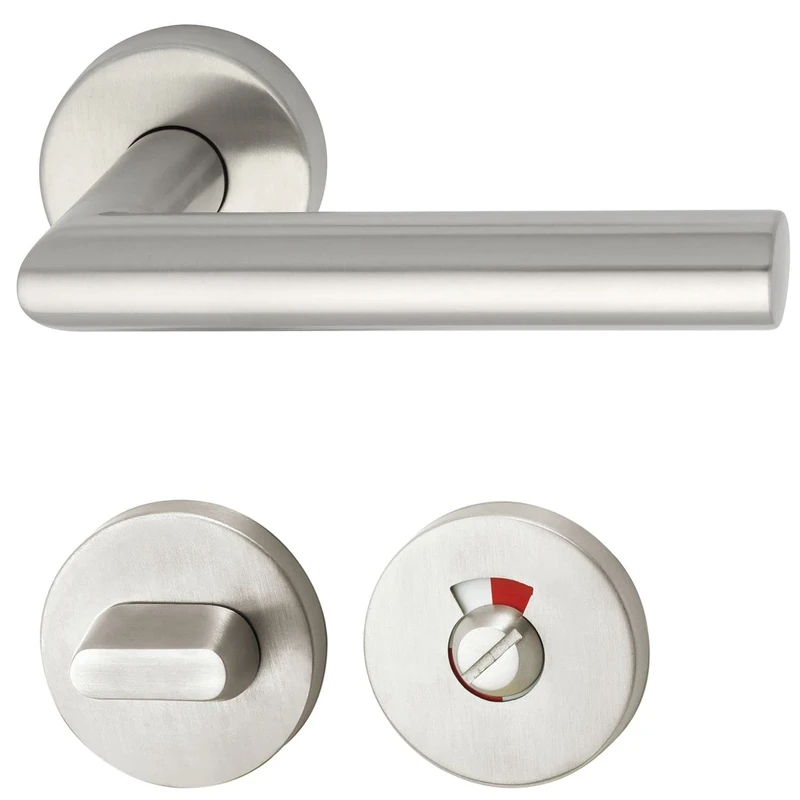 MARCHESI 1420A-2082S-2235WC-207 FH Handle Set mitre-on Rosette Toilet, 38-45, matt Stainless Steel, WC (Notöffner Rot/weiß)