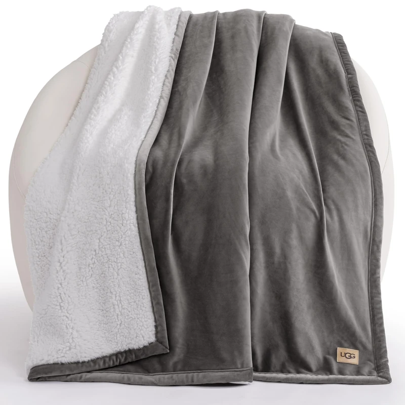 UGG – Bliss Sherpa Throw – Cozy Reversible Accent Blanket – Modern Home Décor – Comfortable & Decorative Blanket for Bed or Sofa - 50” x 70” - Firewood