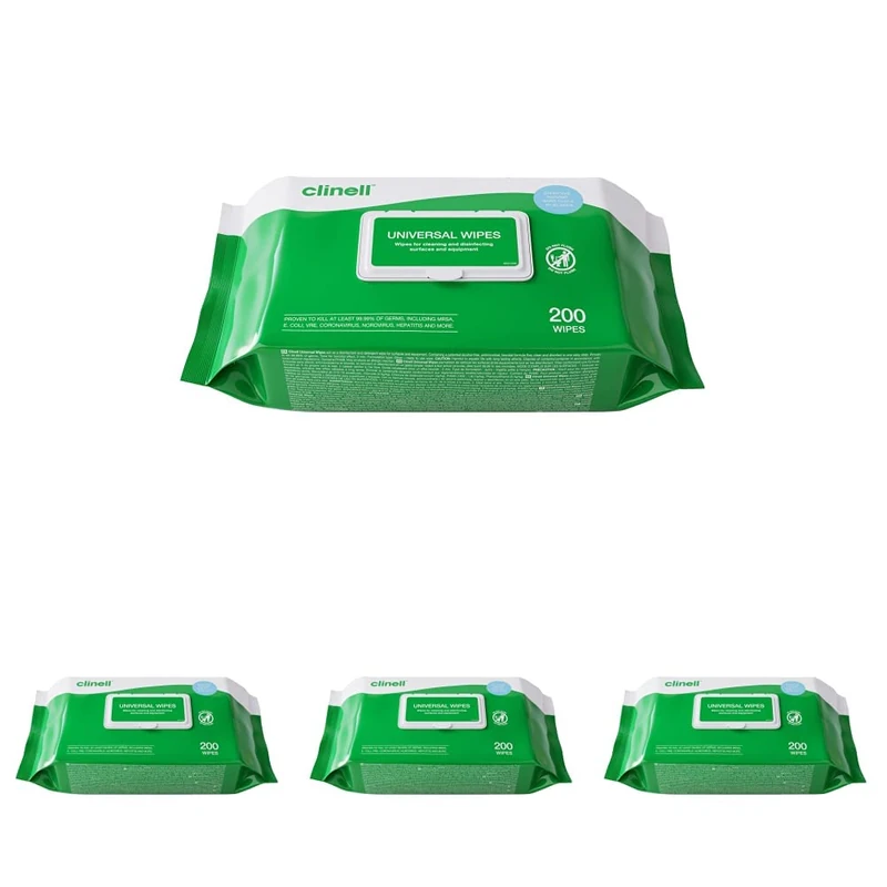 Clinell Universal Cleaning and Disinfectant Wipes for Surfaces (BCW200) - Original Pack of 800 Wipes - Multi-Purpose, Kills 99.99% of Germs, Effective from 10 Seconds