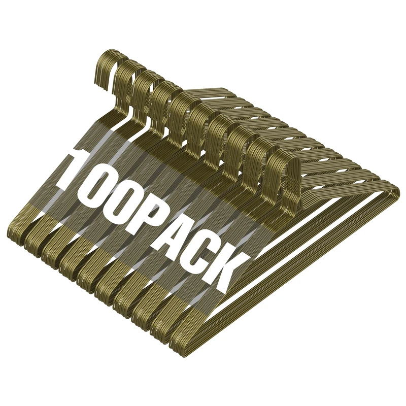 SPECITITE Wire Hangers 100 Pack, 41cm Anti Slip Metal Clothing Hanger, Ultra Thin Design Saves Space, Suitable for Suits, Shirts, Jeans, Skirts-Bronze