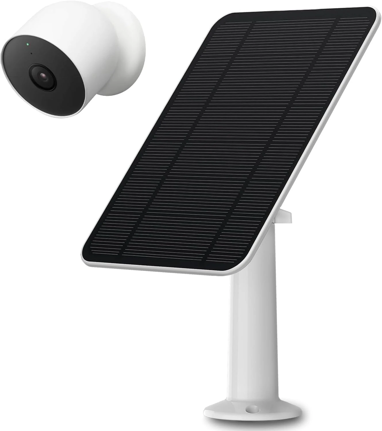 4W Solar Panel Compatible with Google Nest Cam Outdoor or Indoor- Battery, IP65 Weatherproof,13.1ft Power Cable,Includes Secure Wall Mount (White)
