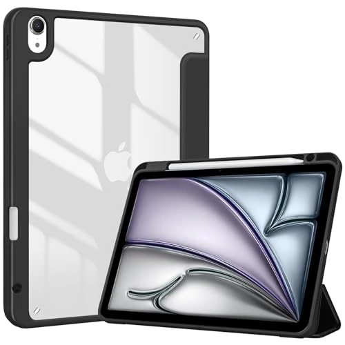 ProCase Smart Case for iPad Air 11-inch 2025 M3 & 2024 M2 / iPad 10.9” Air 5th & 4th Generation, Protective Cover with Pencil Holder -Black