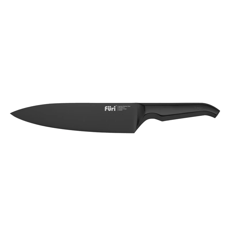 Furi Pro Jet Black Cook's Knife 20cm, Limited Edition Chef's Knife for Superior Cutting Performance, Stainless Steel Blade, Matte, Jet Black Oxidised Finish, 25-Year Guarantee