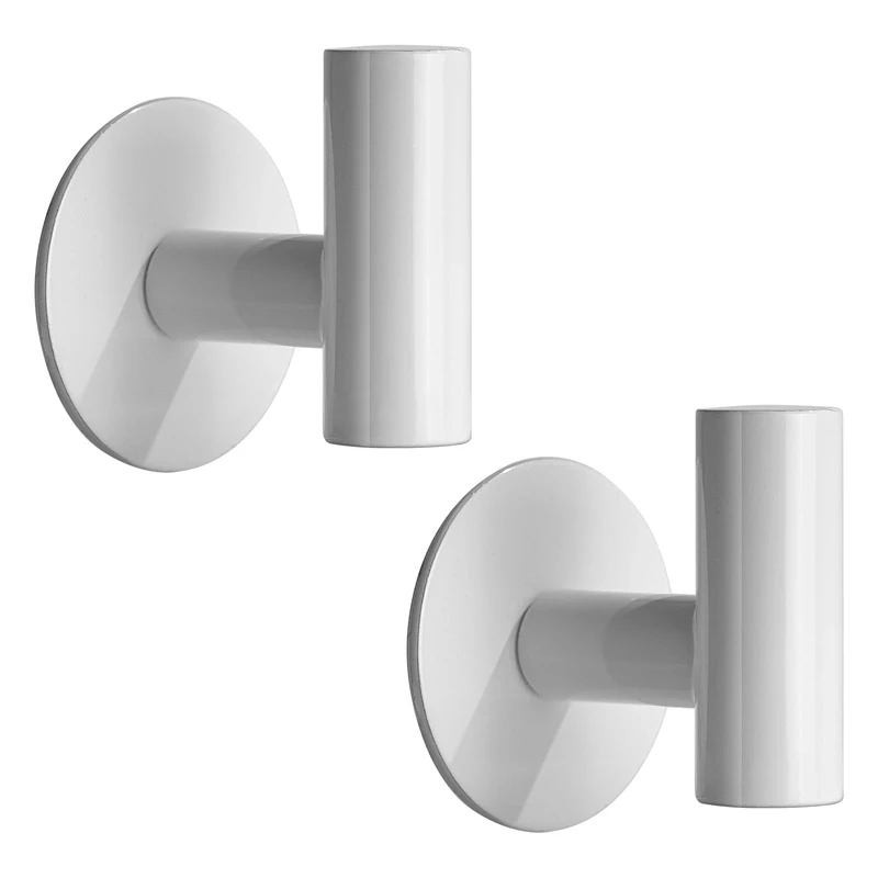 YUET 2 Pcs Bathroom Towel Hook Self Adhesive,Stick on Metal Coat Hooks Robe Hook SUS 304 Stainless Steel Heavy Duty Door Hanger Clothes Closet Sponges Holder No Drill for Bathroom Hotel (White)