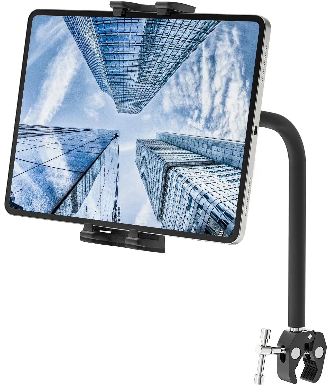 Tendak Exercise Bike Tablet Holder, Gooseneck Adjustable Treadmill Spin Bike Tablet Mount, Microphone Stand Tablet Holder Compatible with iPad Tablet Smartphone 4.7-12.9 Inches