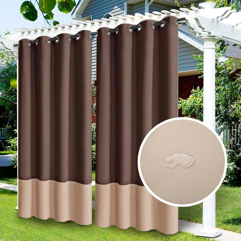 LiveGo Outdoor Curtains - Waterproof Blackout (2 Pack, 52x108 in)