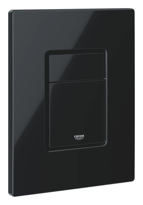 GROHE Even Flush Plate - Toilet Wall Plate for Concealed GD2 Cisterns (Made of ABS, Water Saving Dual Flush with Start and Stop Activation, Easy to Install), Size 156 x 197 mm, Gloss Black 38966KV0