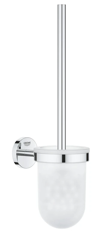 GROHE Start Cosmopolitan QuickFix Toilet Brush Set (Glass and Metal, Wall-mounted, Concealed Fastening, Including Screws and Dowels, Easy to Fit with GROHE QuickGlue), Size 374 mm, Chrome, 41169000