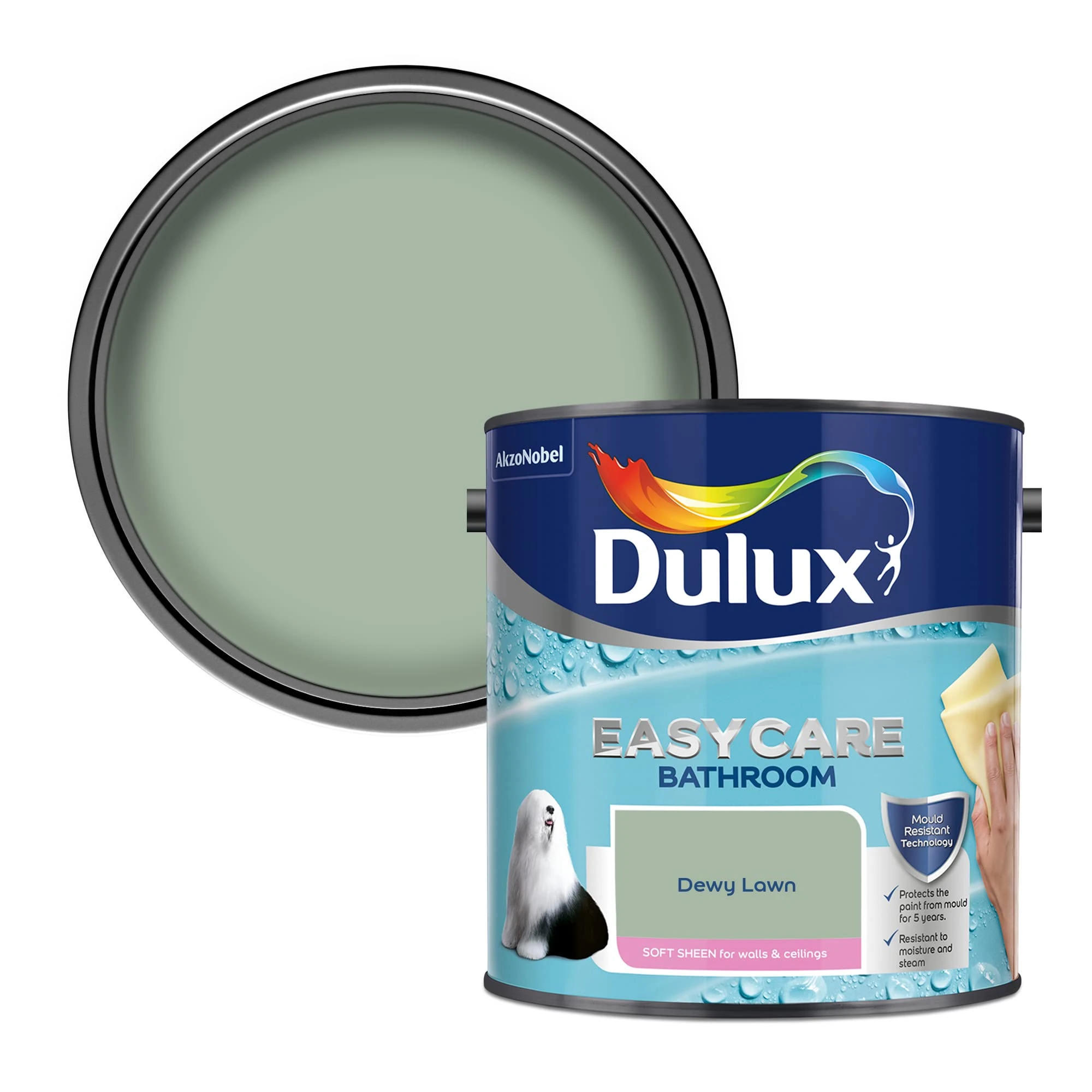 Dulux Easycare bathroom Soft Sheen Paint - Dewy Lawn - 2.5L