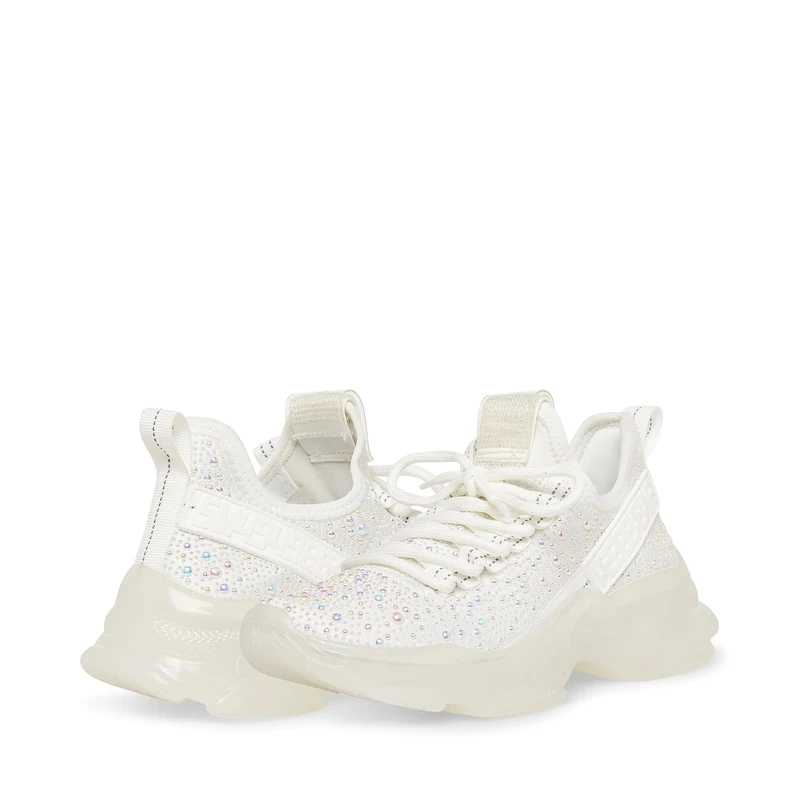 Steve Madden Women's Maxima Sneaker, White Pearl, 5.5 UK