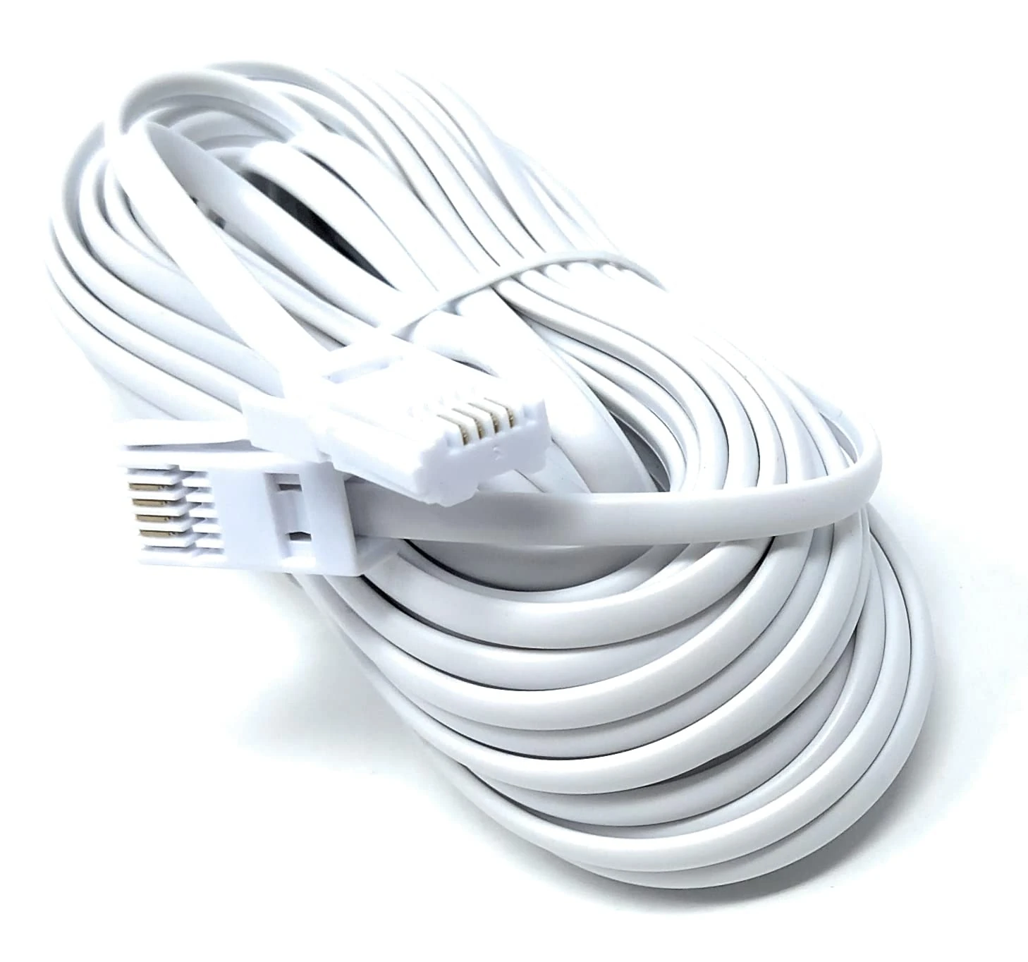 DRUT 15m BT to BT 4 Wire 431A Male to Male Plug Telephone Flat Cable Lead 0.5ft White