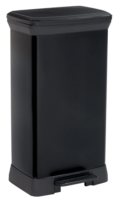 Curver | Decobin 50 L Carbon Rubbish Bin, Black, 80% Recycled Material, 39 x 29 x 72 cm