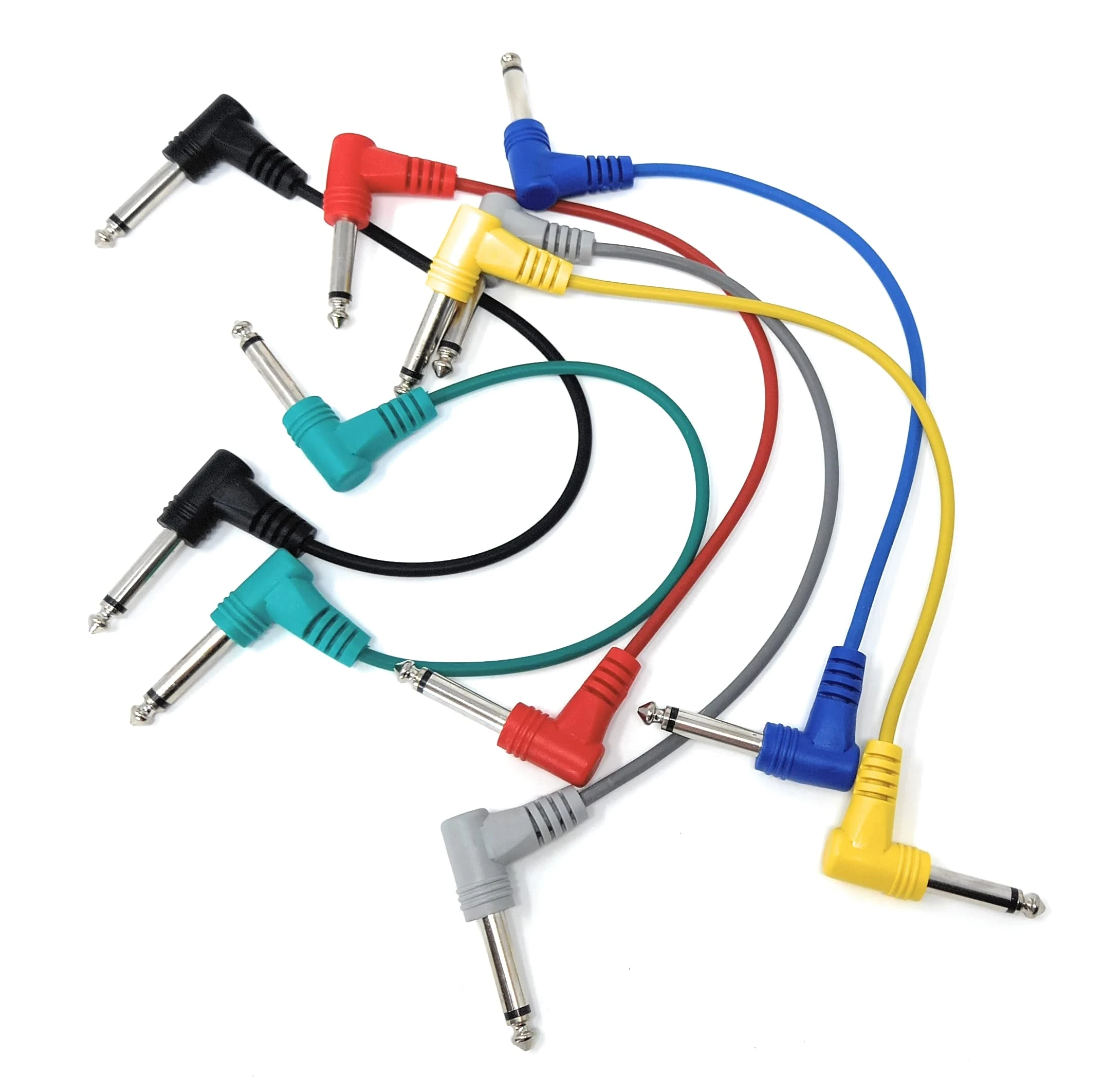30cm short 6 Pack 6.35mm Male to Male Guitar Patch Cable Noiseless Effects Pedal Mixing Desk Screened Lead 6 Colors 1ft