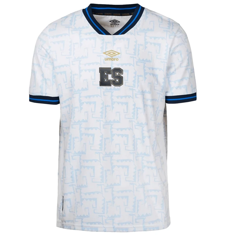 Umbro Men's 23/24 El Salvador National Team Soccer Jersey, White/Blue-Away Short Sleeve, XL - Image 1