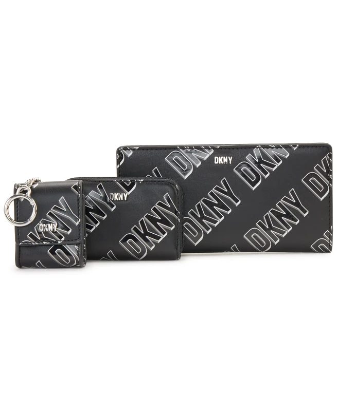 DKNY Women's Casual Phoenix 3 in 1 Box Set Classic Wallet, BLK/WHT, One Size, Casual Phoenix 3 in 1 Box Set Classic Wallet - Image 1