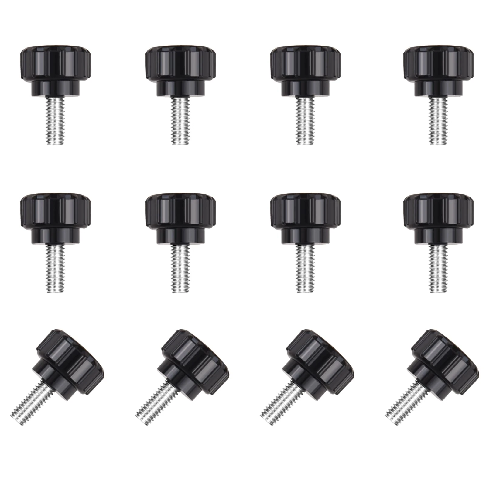 12 Pcs M4 x 10mm Threaded Knurled Thumbscrew, Monitor Screws Vesa Mount Screws Carbon Steel Clamping Knobs Grip Thumb Screw Mounting Thumb Screw